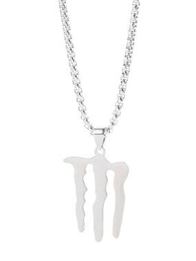 ENERGY DRINK NECKLACE - Stainless Steel "M" Logo Pendant with 23" Chain (Silver)